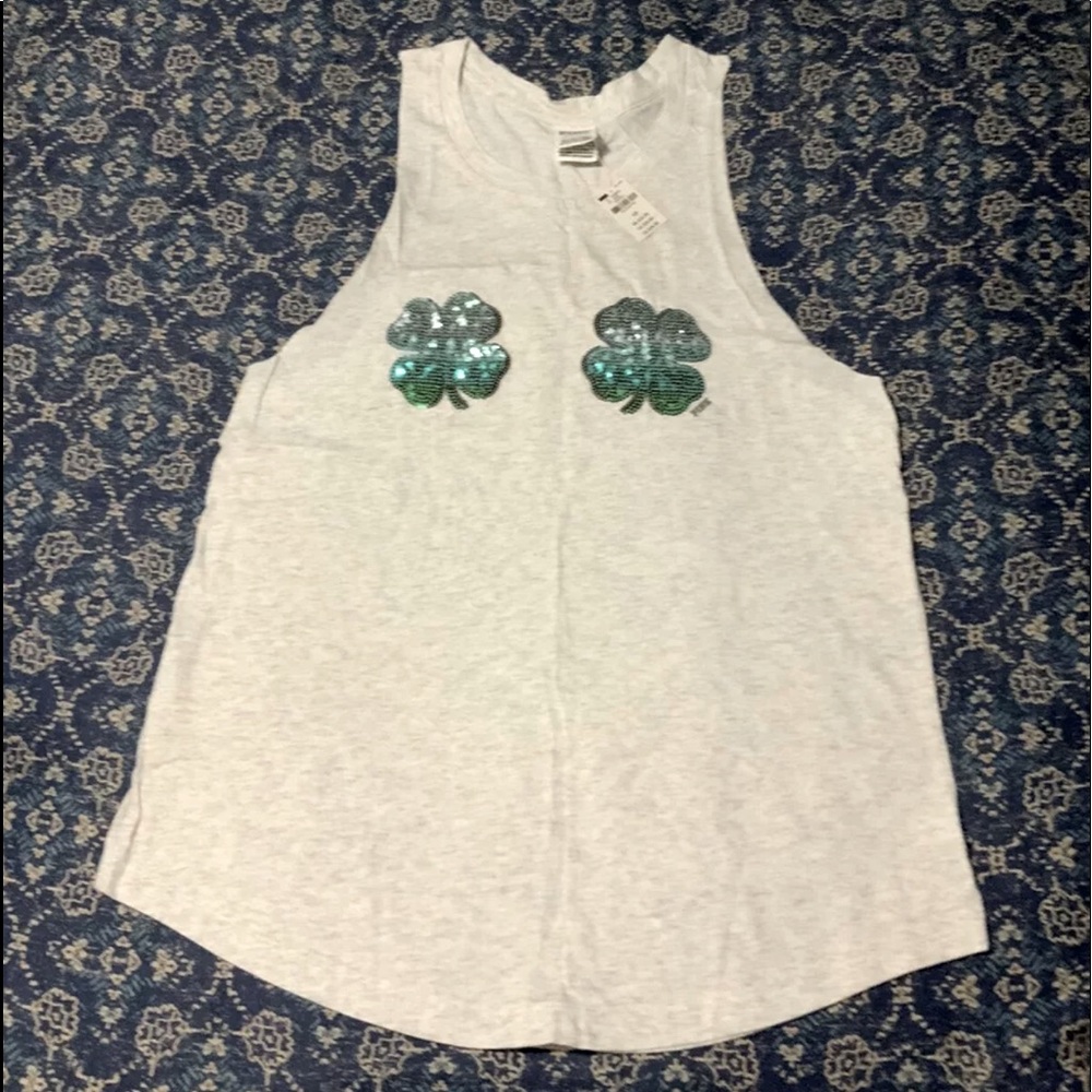 NWT Victoria Secret PINK Shamrock Tank - Sz S RARE